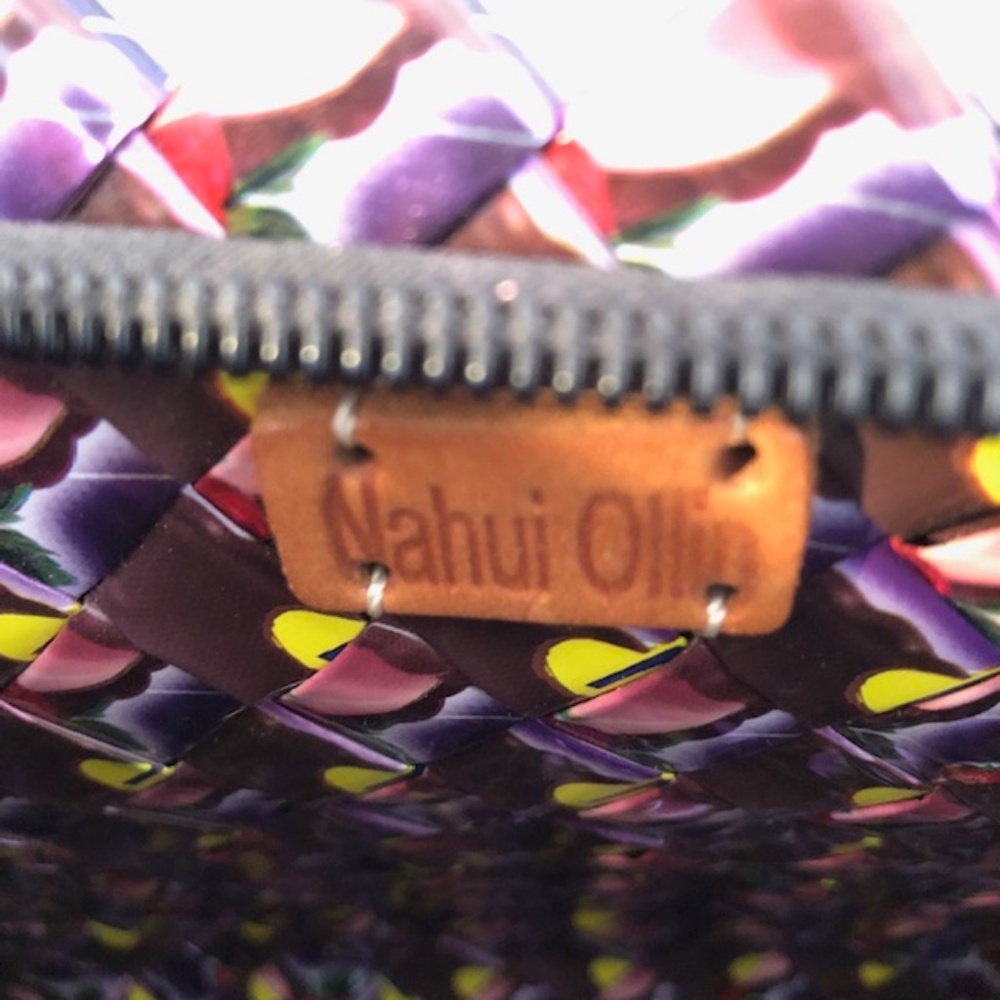 Nahui Ollin Purple Recycled Candy Wrapper Bag with Handles - Picture 3 of 13